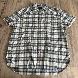 Lucky Brand Checkered Short Sleeve Shirt in Green and White Size Large
